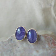 Tanzanite Stud Earrings in Gold and Silver